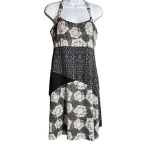 Lola Women's Halter Neck Print Allover Gray Mini Dress Size L